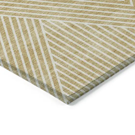 Gold And Ivory Geometric Washable Indoor Outdoor Area Rug Photo 4