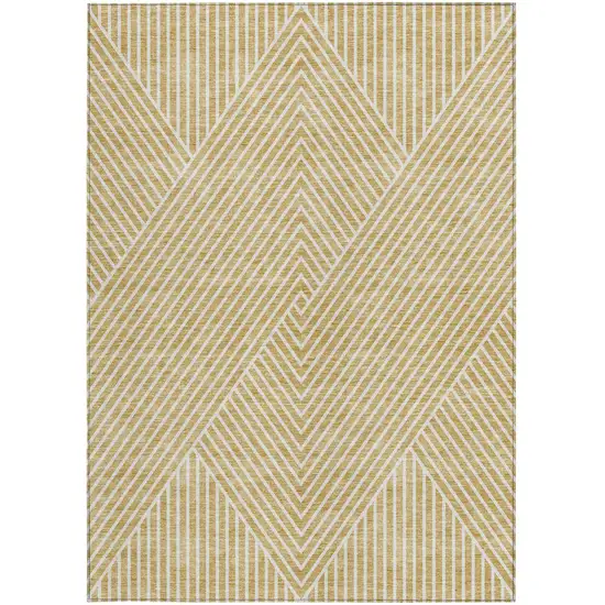 Gold And Ivory Geometric Washable Indoor Outdoor Area Rug Photo 7