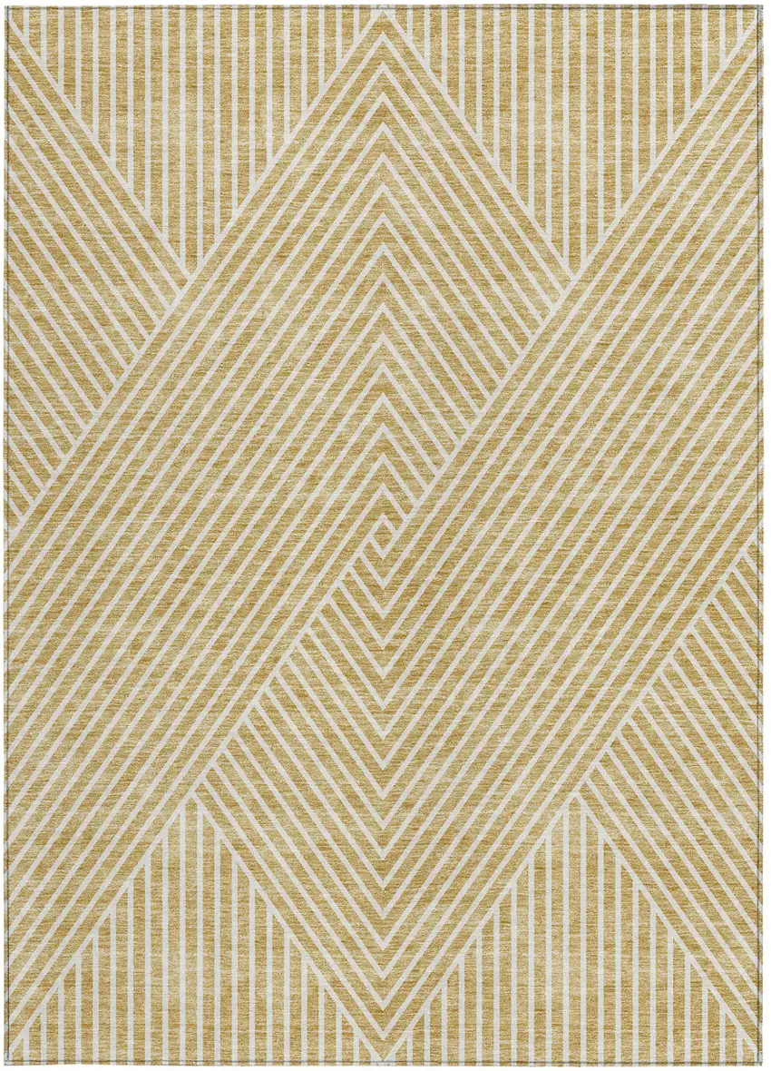 Gold And Ivory Geometric Washable Indoor Outdoor Area Rug Photo 7
