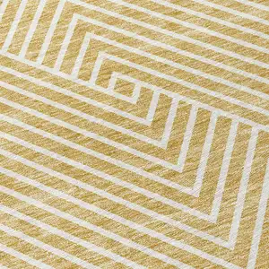 Photo of Gold And Ivory Geometric Washable Indoor Outdoor Area Rug