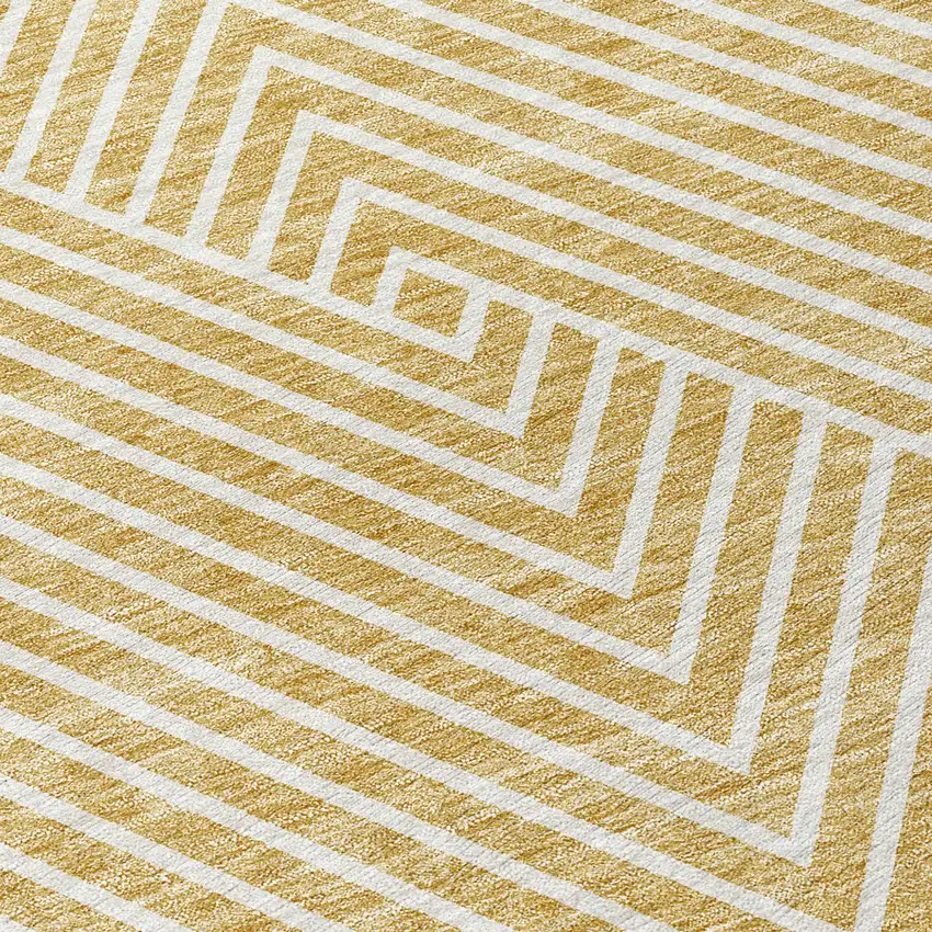 Gold And Ivory Geometric Washable Indoor Outdoor Area Rug Photo 5