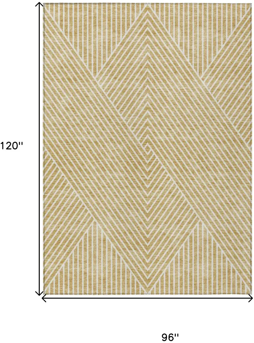 Gold And Ivory Geometric Washable Indoor Outdoor Area Rug Photo 3