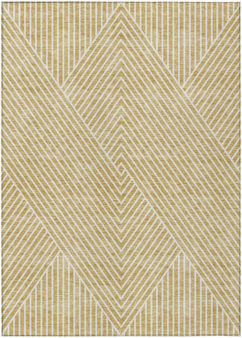 Gold And Ivory Geometric Washable Indoor Outdoor Area Rug Photo 2