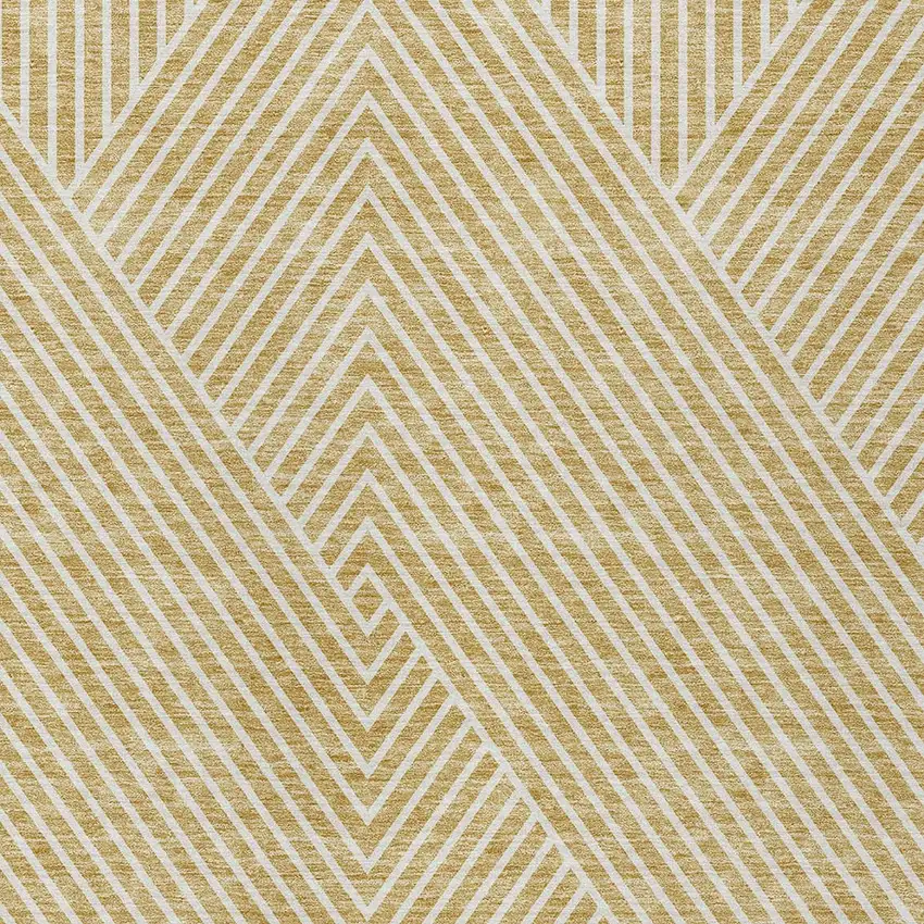 Gold And Ivory Geometric Washable Indoor Outdoor Area Rug Photo 8
