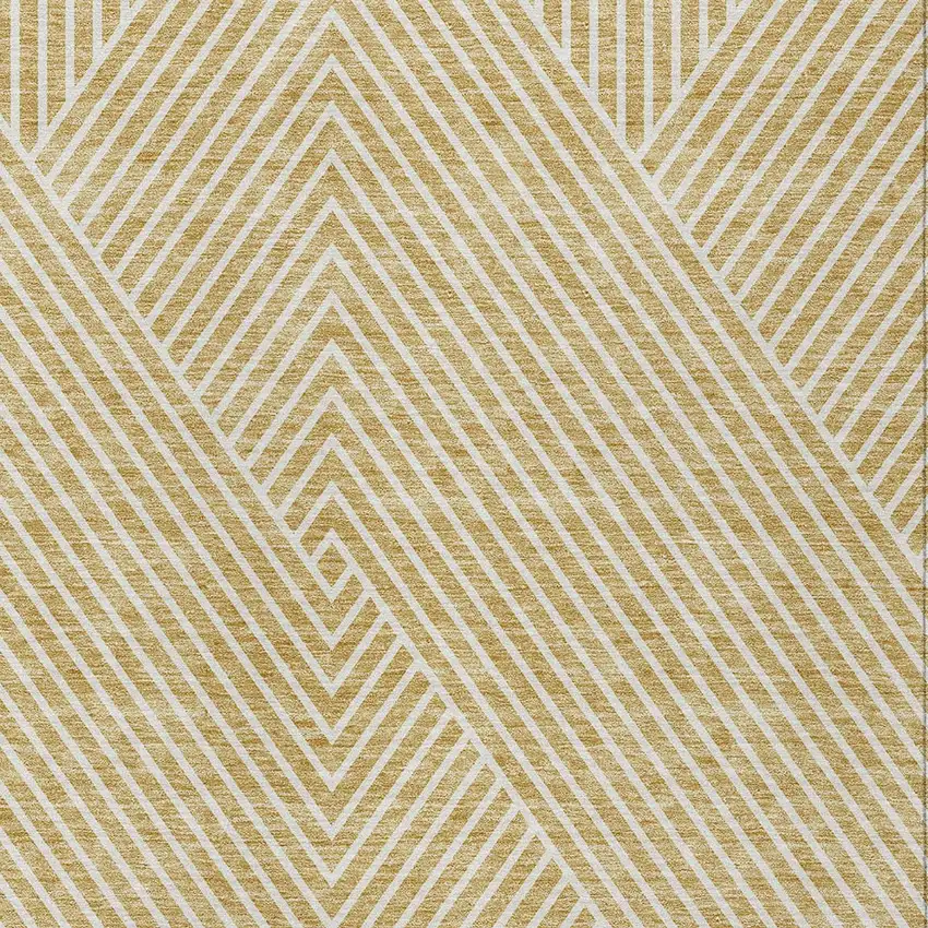 Gold And Ivory Geometric Washable Indoor Outdoor Area Rug Photo 6