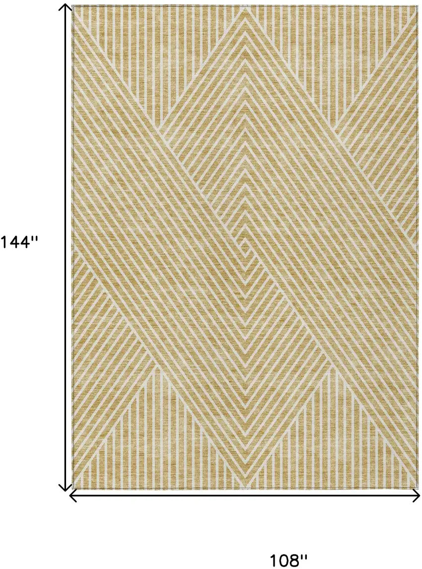 Gold And Ivory Geometric Washable Indoor Outdoor Area Rug Photo 3