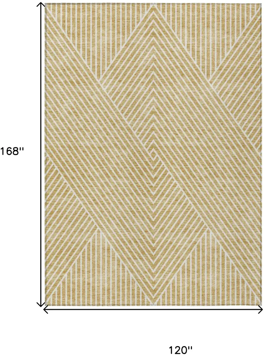 Gold And Ivory Geometric Washable Indoor Outdoor Area Rug Photo 3