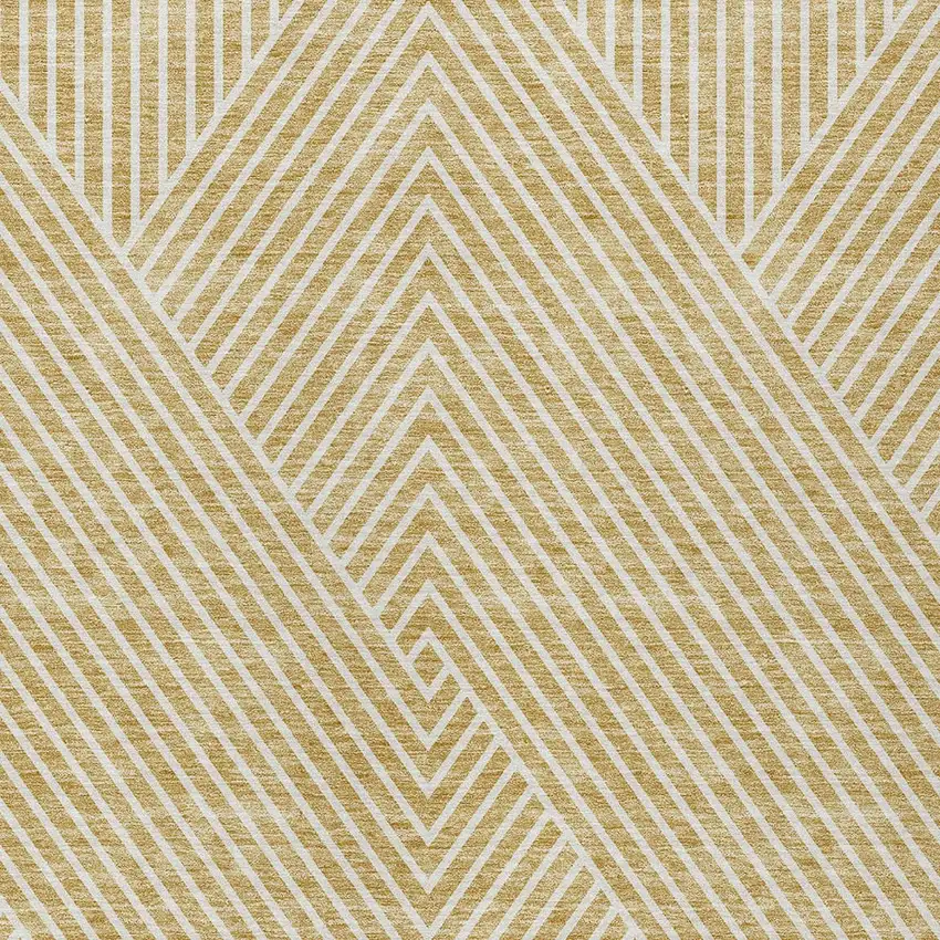 Gold And Ivory Geometric Washable Indoor Outdoor Area Rug Photo 6