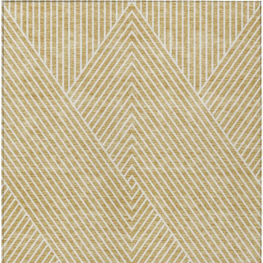Gold And Ivory Geometric Washable Indoor Outdoor Area Rug Photo 9