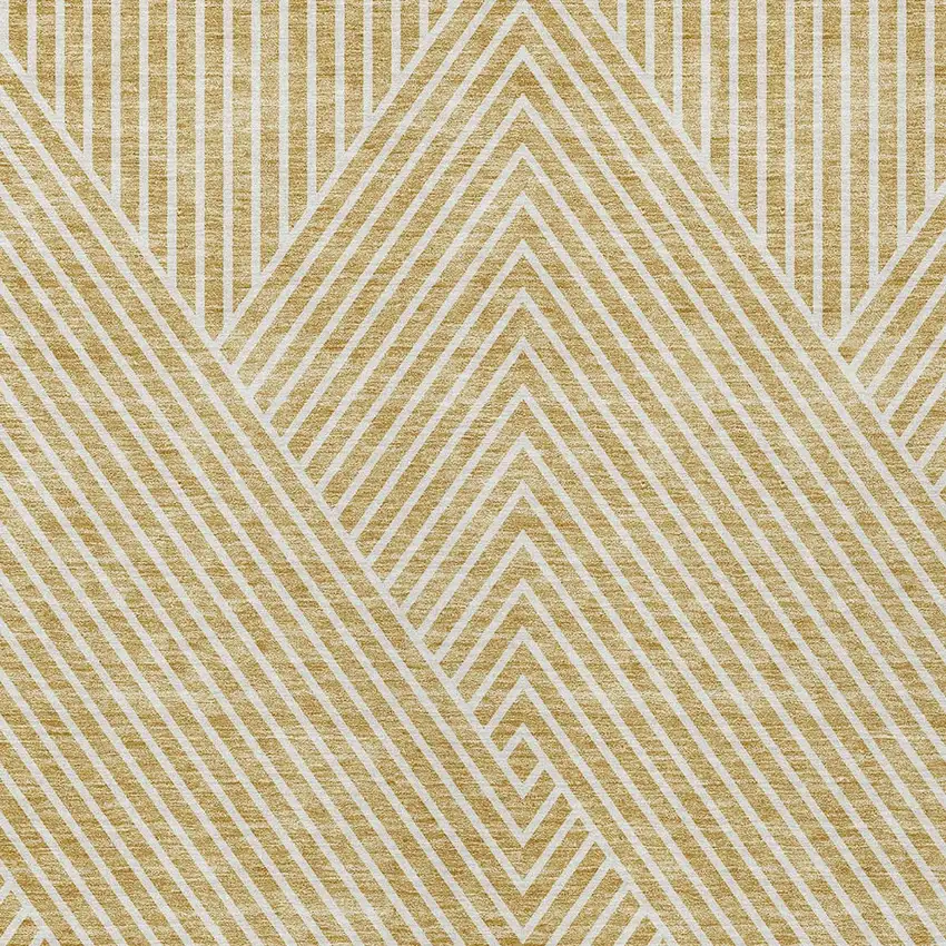 Gold And Ivory Geometric Washable Indoor Outdoor Area Rug Photo 8