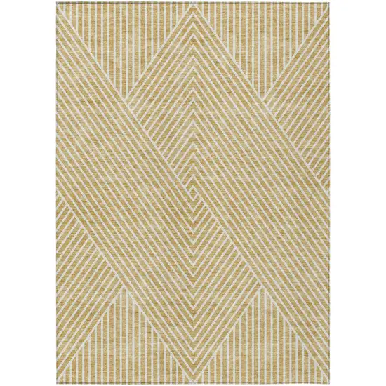 Gold And Ivory Geometric Washable Indoor Outdoor Area Rug Photo 2