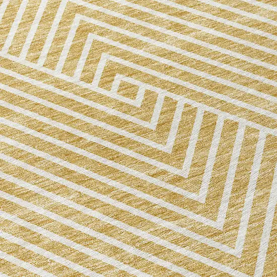 Gold And Ivory Geometric Washable Indoor Outdoor Area Rug Photo 5