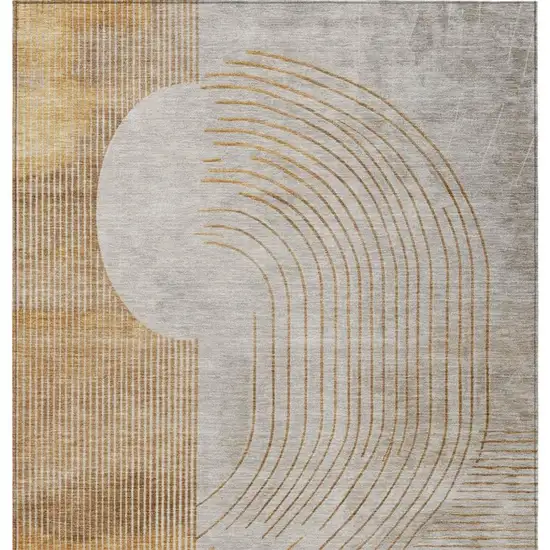 Gold And Ivory Geometric Washable Indoor Outdoor Area Rug Photo 1