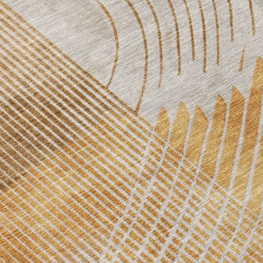Gold And Ivory Geometric Washable Indoor Outdoor Area Rug Photo 7