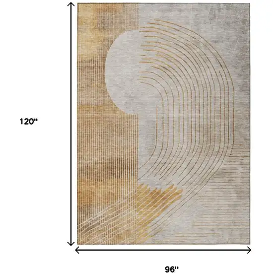 Gold And Ivory Geometric Washable Indoor Outdoor Area Rug Photo 8