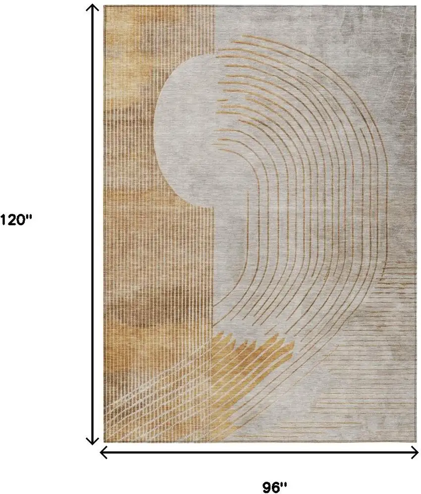 Gold And Ivory Geometric Washable Indoor Outdoor Area Rug Photo 8