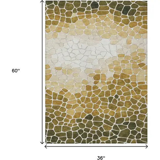 Gold And Ivory Geometric Washable Indoor Outdoor Area Rug Photo 9