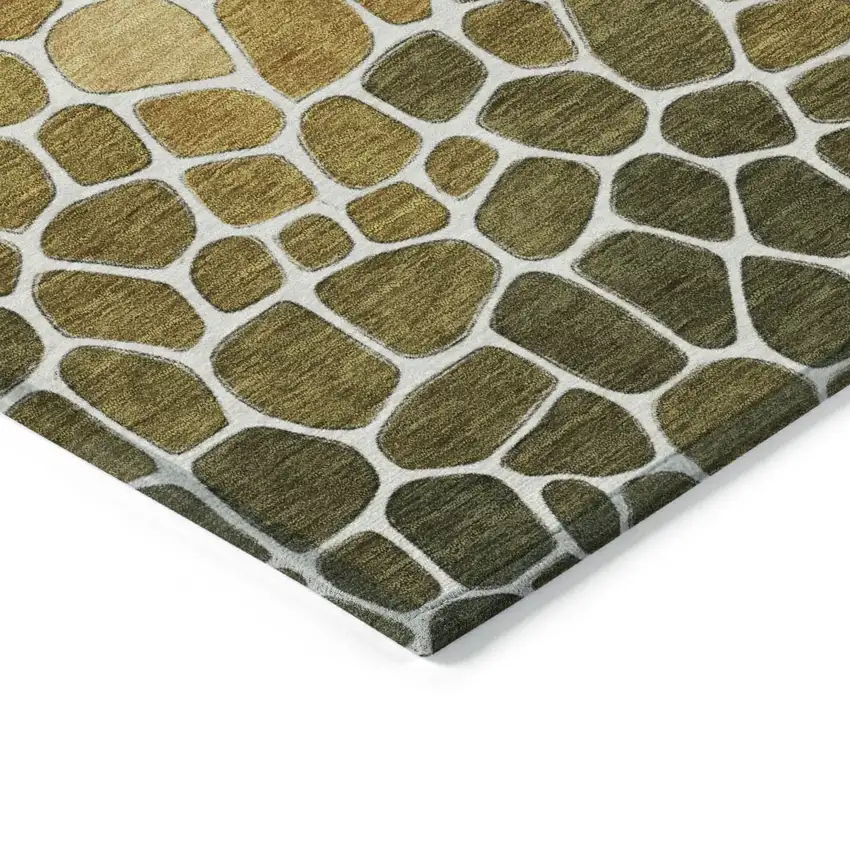 Gold And Ivory Geometric Washable Indoor Outdoor Area Rug Photo 4