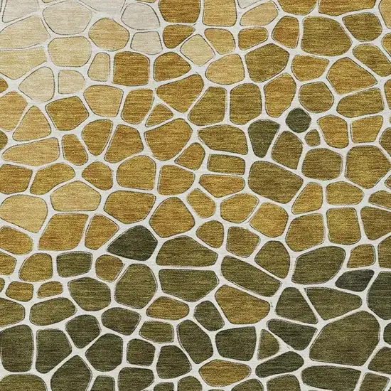 Gold And Ivory Geometric Washable Indoor Outdoor Area Rug Photo 5