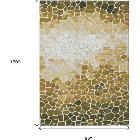 Gold And Ivory Geometric Washable Indoor Outdoor Area Rug Photo 9