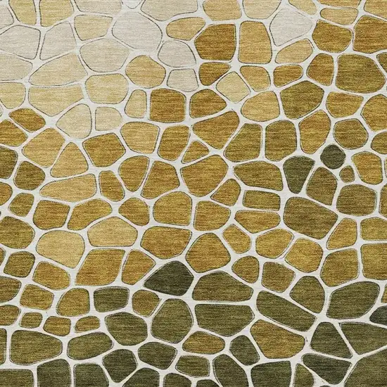 Gold And Ivory Geometric Washable Indoor Outdoor Area Rug Photo 5