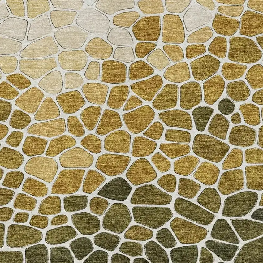 Gold And Ivory Geometric Washable Indoor Outdoor Area Rug Photo 5