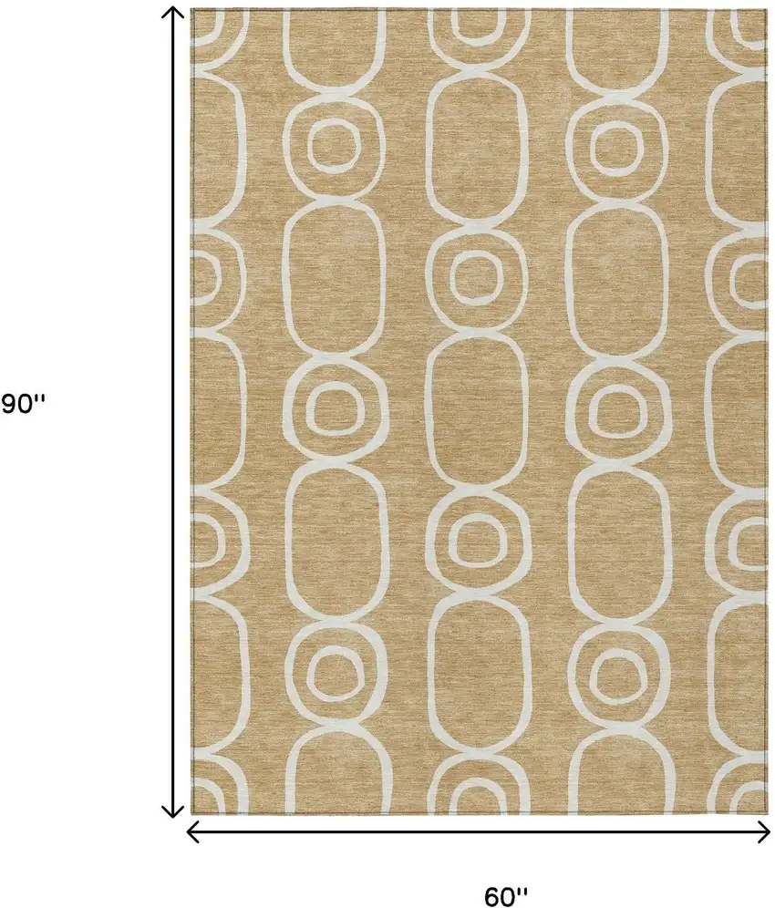 Gold And Ivory Geometric Washable Indoor Outdoor Area Rug Photo 3