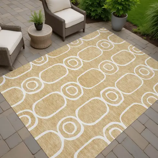 Gold And Ivory Geometric Washable Indoor Outdoor Area Rug Photo 7