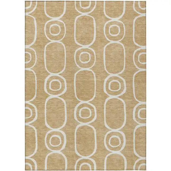 Gold And Ivory Geometric Washable Indoor Outdoor Area Rug Photo 2