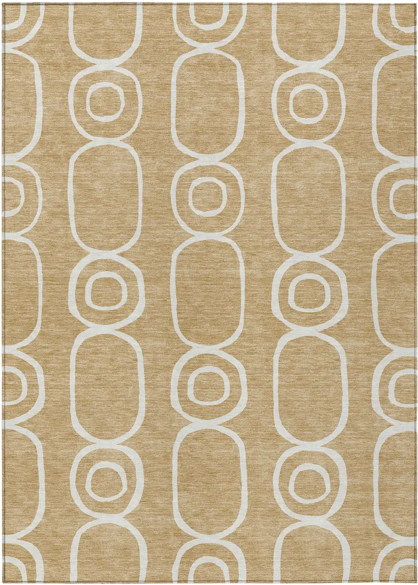 Gold And Ivory Geometric Washable Indoor Outdoor Area Rug Photo 2