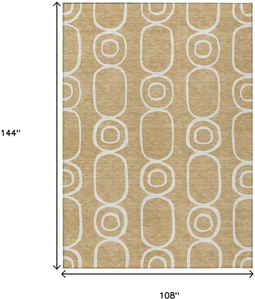 Gold And Ivory Geometric Washable Indoor Outdoor Area Rug Photo 3
