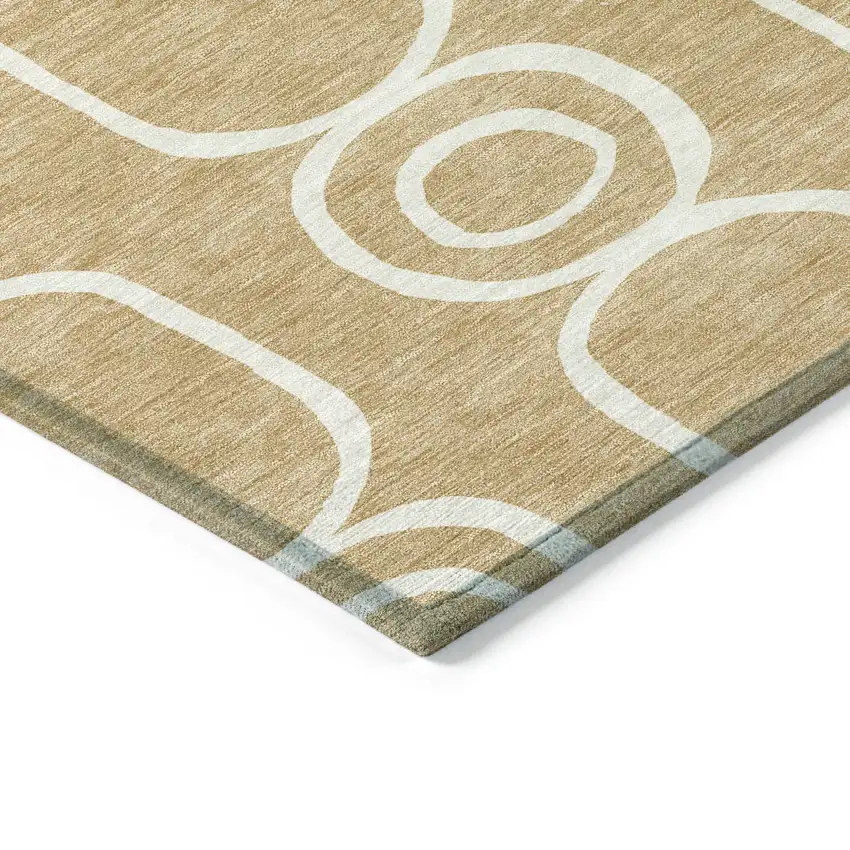 Gold And Ivory Geometric Washable Indoor Outdoor Area Rug Photo 6