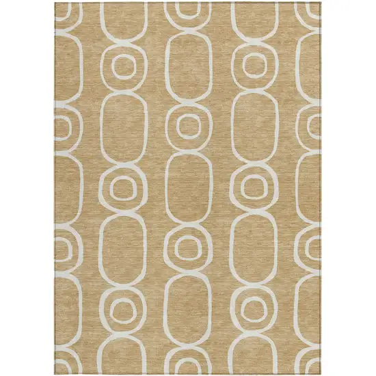 Gold And Ivory Geometric Washable Indoor Outdoor Area Rug Photo 4