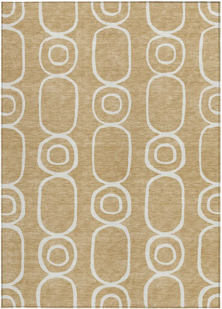 Gold And Ivory Geometric Washable Indoor Outdoor Area Rug Photo 4