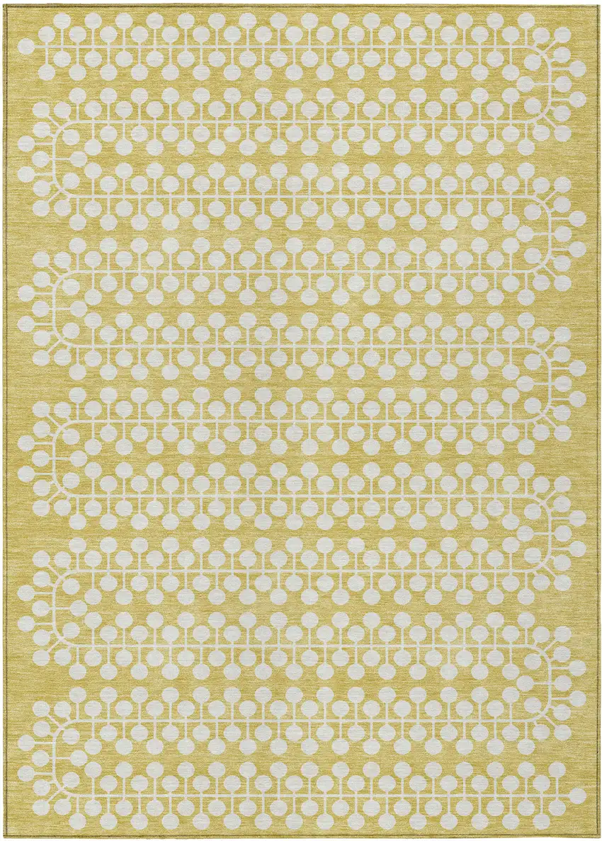 Gold And Ivory Geometric Washable Indoor Outdoor Area Rug Photo 2