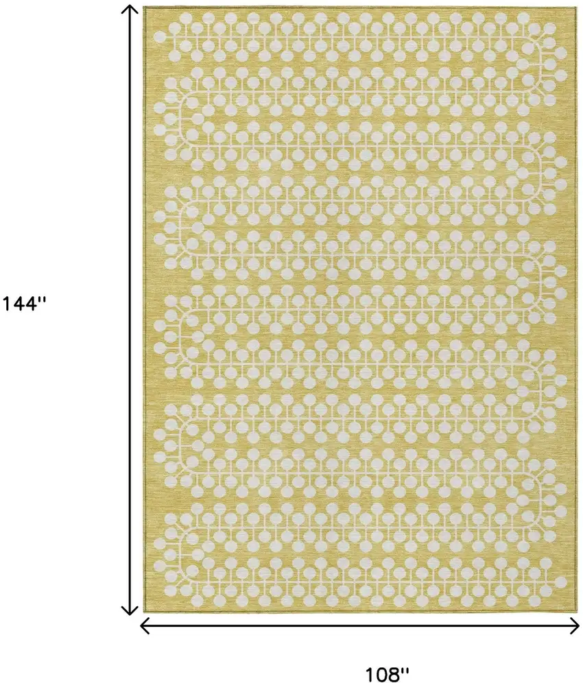 Gold And Ivory Geometric Washable Indoor Outdoor Area Rug Photo 3