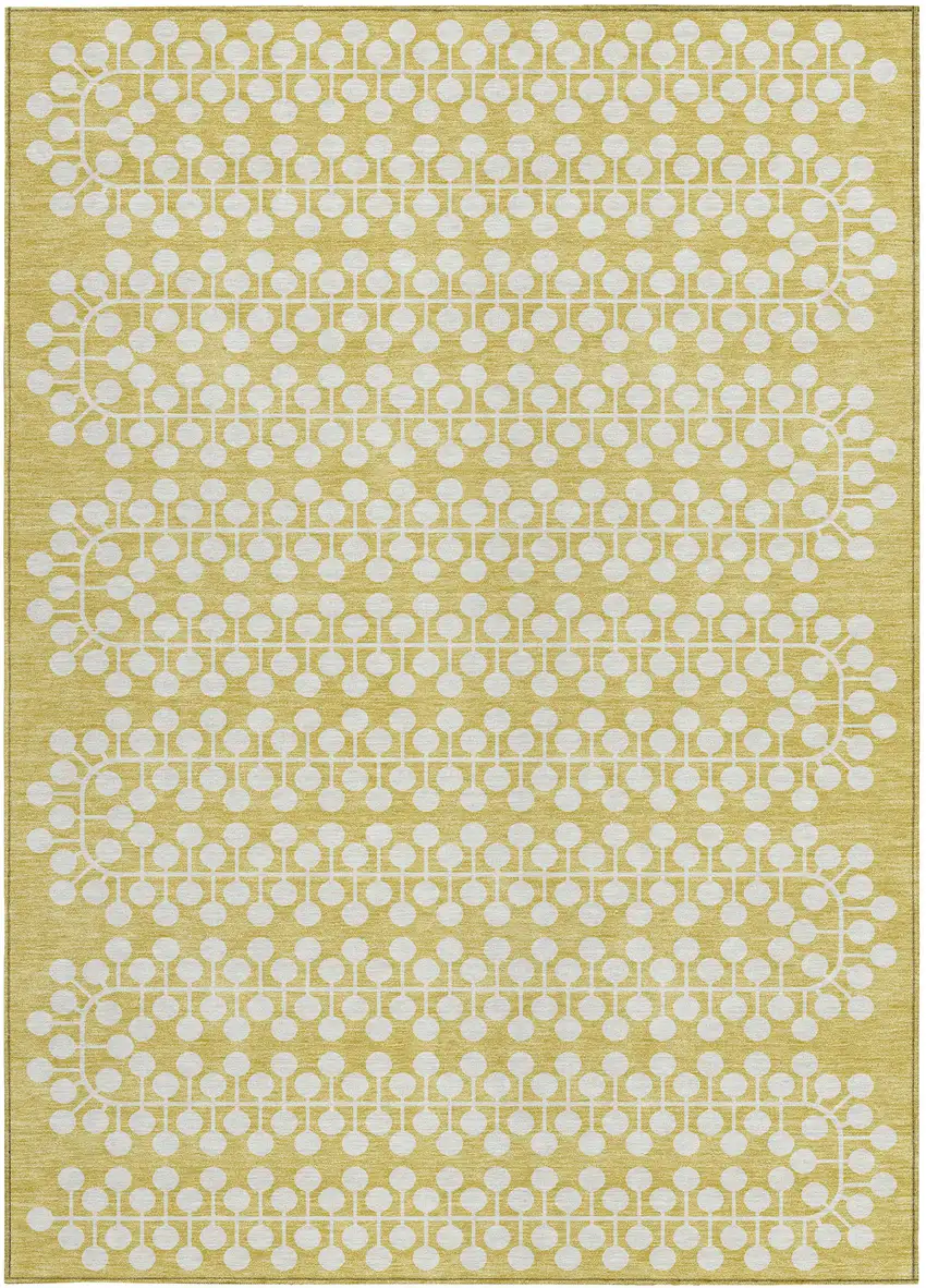Gold And Ivory Geometric Washable Indoor Outdoor Area Rug Photo 4
