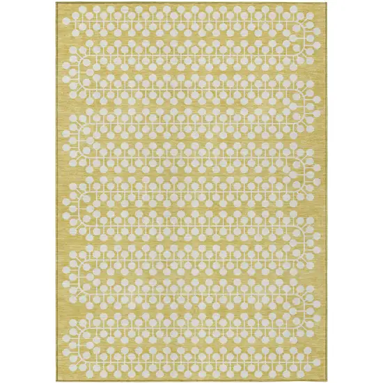 Gold And Ivory Geometric Washable Indoor Outdoor Area Rug Photo 2