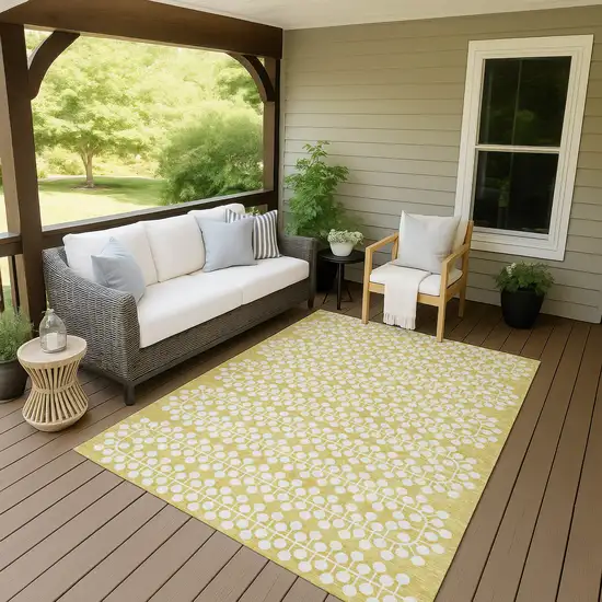 Gold And Ivory Geometric Washable Indoor Outdoor Area Rug Photo 7