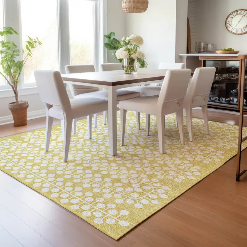 Gold And Ivory Geometric Washable Indoor Outdoor Area Rug Photo 9