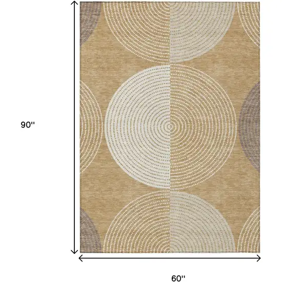 Gold And Ivory Geometric Washable Indoor Outdoor Area Rug Photo 3