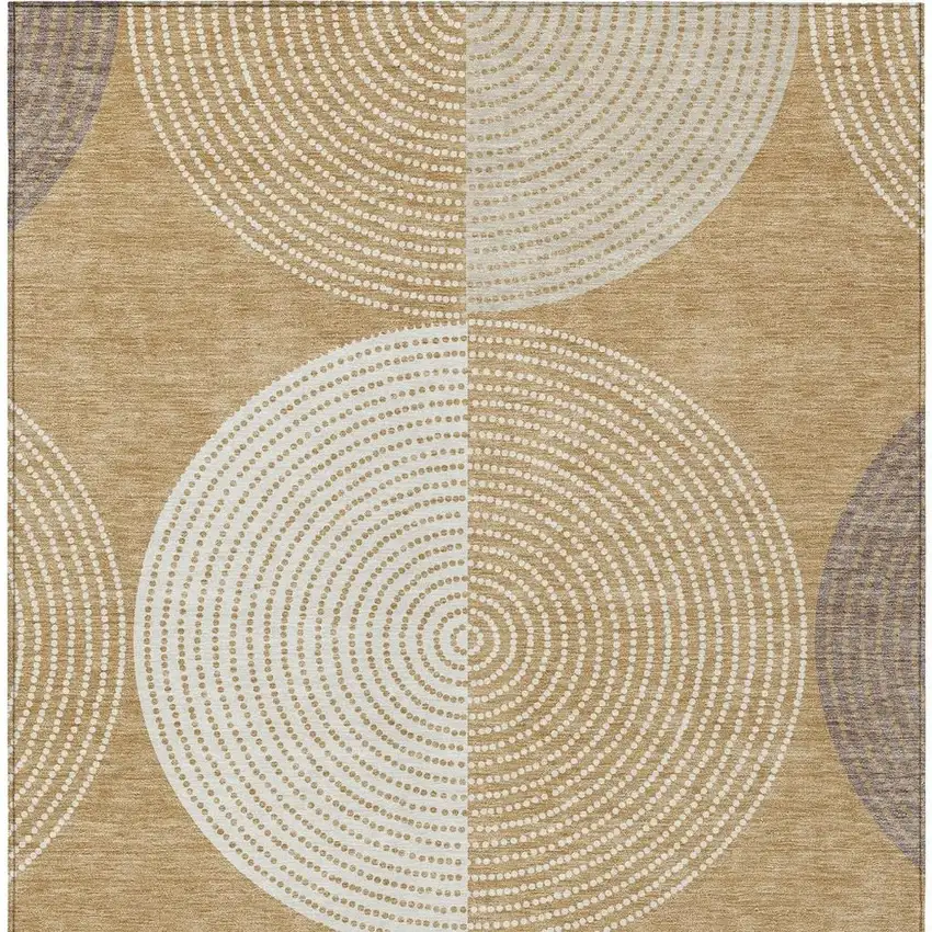Gold And Ivory Geometric Washable Indoor Outdoor Area Rug Photo 7
