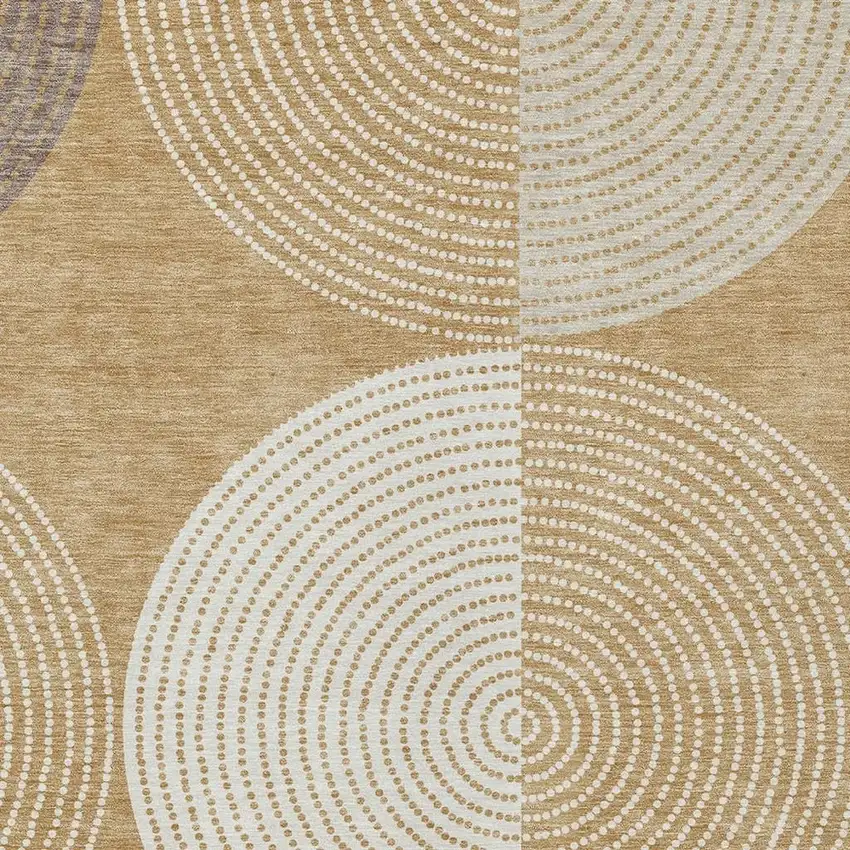 Gold And Ivory Geometric Washable Indoor Outdoor Area Rug Photo 8