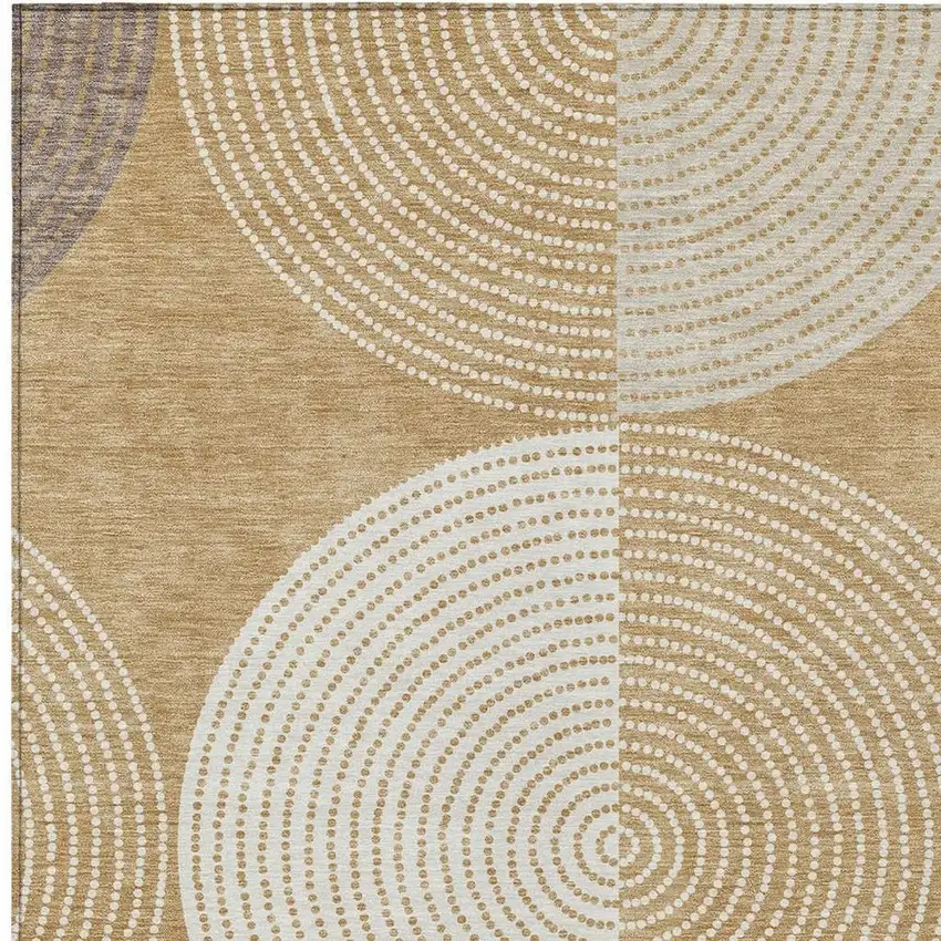Gold And Ivory Geometric Washable Indoor Outdoor Area Rug Photo 6