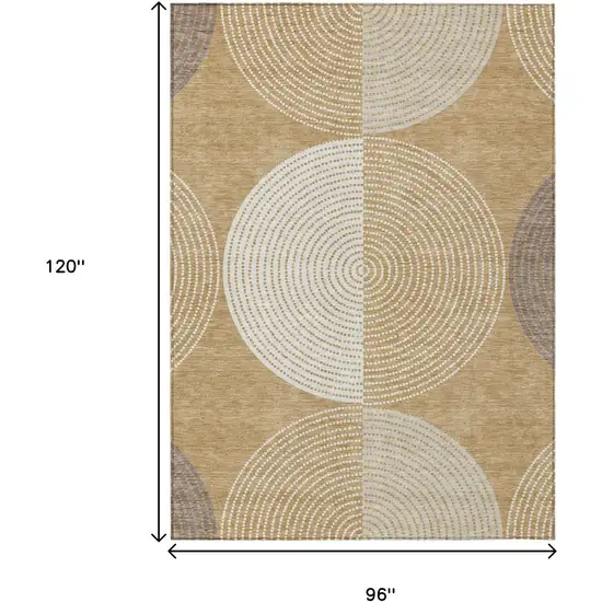 Gold And Ivory Geometric Washable Indoor Outdoor Area Rug Photo 3