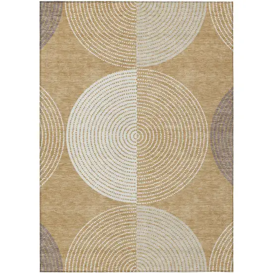 Gold And Ivory Geometric Washable Indoor Outdoor Area Rug Photo 2