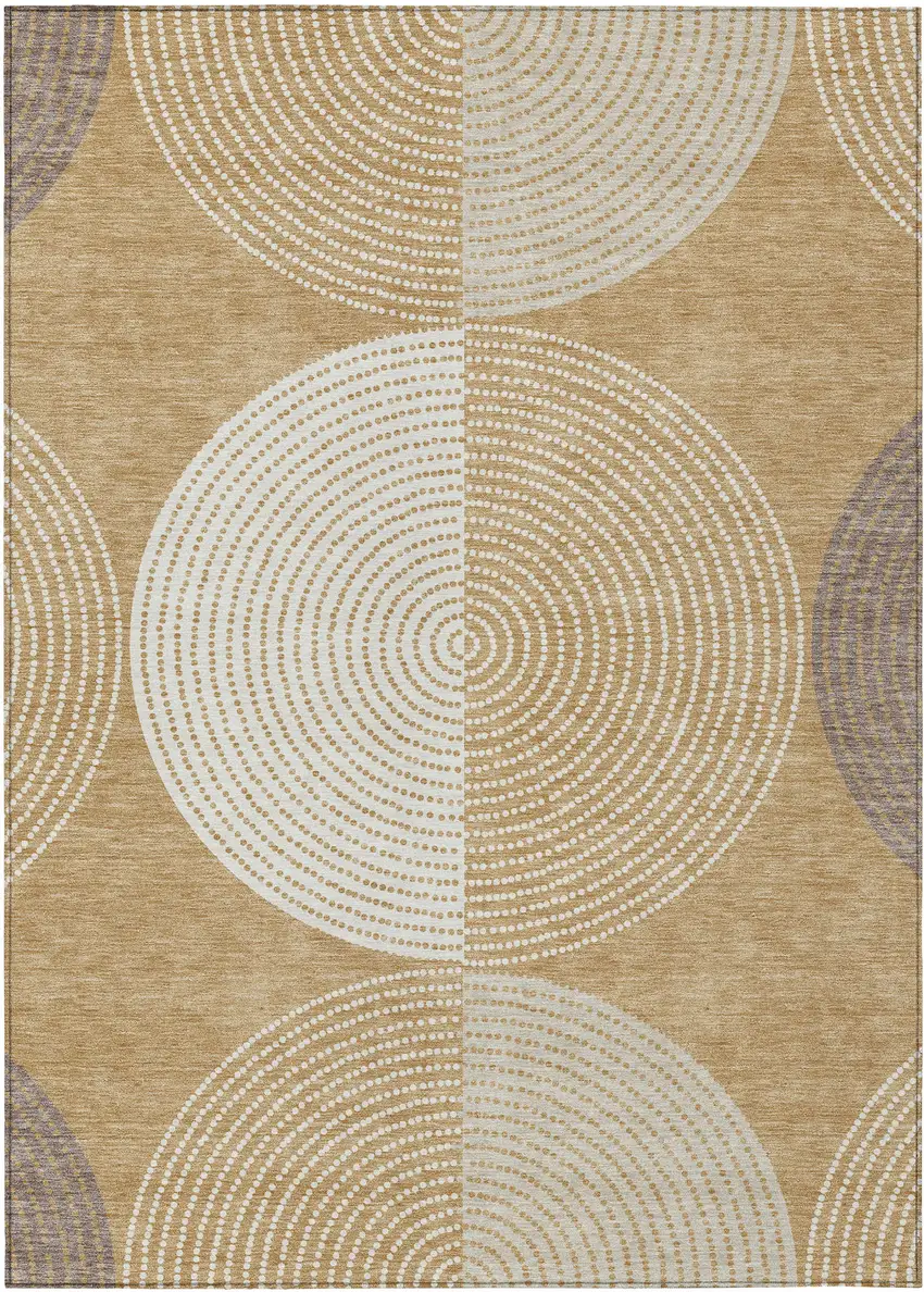 Gold And Ivory Geometric Washable Indoor Outdoor Area Rug Photo 2