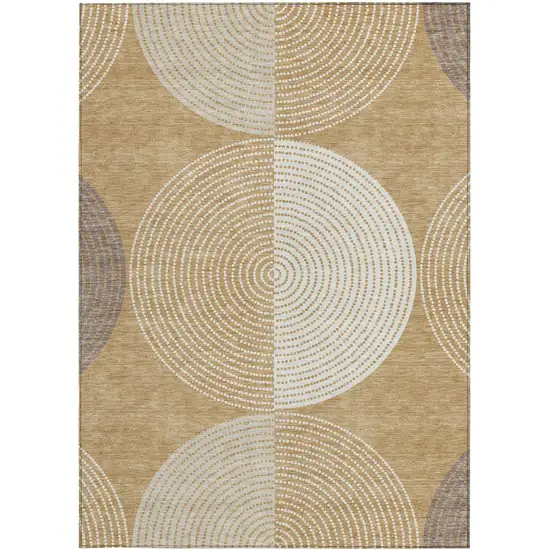 Gold And Ivory Geometric Washable Indoor Outdoor Area Rug Photo 4