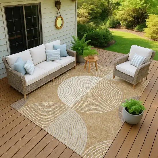 Gold And Ivory Geometric Washable Indoor Outdoor Area Rug Photo 7