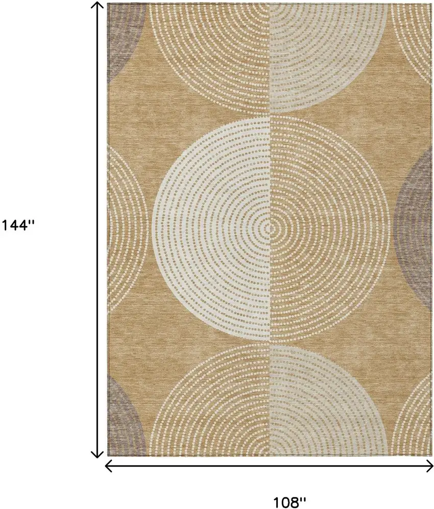 Gold And Ivory Geometric Washable Indoor Outdoor Area Rug Photo 3
